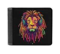 Rasta Reggae Jamaican Lion of Judah Printed Bifold Wallet with Hidden Compartments Pocket Money and Credit Card Holder for Men Women