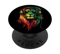 Rasta Reggae Music DJ Lion Of Judah Rastafarian Roots PopSockets Adhesive PopGrip
