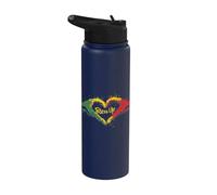Rasta Reggae Music Jah Bless Up Hand Heart Rastafari Stainless Steel Insulated Water Bottle