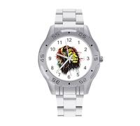 Rasta Reggae Music Jamaican Lion Quartz Wrist Watch Stainless Steel Watches for Men Women Easy to Read
