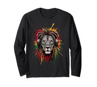 Rasta Reggae Music Lion of Judah Rastafari Pride Jamaika Jah Long Sleeve T-Shirt