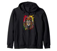 Rasta Reggae Music Lion Of Judah Rastafari Pride Jamaika Jah Zip Hoodie