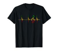 Rasta Reggae Music Note Rastafari Roots Heartbeat EKG Pulse Value Graphic T-Shirt