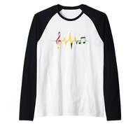 Rasta Reggae Music Notes EKG Heartbeat Pulse Man Woman Raglan Baseball Tee