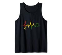Rasta Reggae Music Notes EKG Heartbeat Pulse Man Woman Tank Top