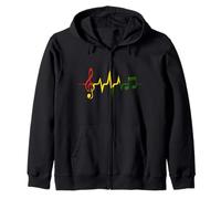 Rasta Reggae Music Notes EKG Heartbeat Pulse Man Woman Zip Hoodie