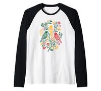 Rasta Reggae Roots Three Birds Jamaica Folk Art Floral Raglan Baseball Tee
