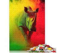 Rasta Rhino Puzzle Rectangular Paper Board 100% Recycled Cardboard Jigsaw Puzzle for Adult Children's Day Gifts 500pcs (52x38cm)