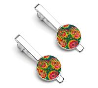 Rasta Tie-Dye Pattern Men's Tie Clips Necktie Bar Pinch Clip Set of 2 Formal Business Wedding Accessories