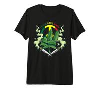 Rasta Weed Marijuana Ganja Cannabis Leaf Design Premium T-Shirt