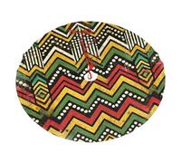 Rasta-Zigzag-Thin-Line Plush Christmas Tree Skirt, Soft Flannel Christmas Tree Decoration With Red String Ties, Easy To Install Holiday Ornament For Xmas