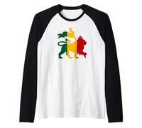 Rastafari Lion Rasta Jamaican Lion Raglan Baseball Tee