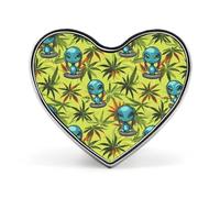 Rastafarian Aliens Weeds Novelty Brooches & Pins Heart Personalised Metal Lapel Badge With Butterfly Clutch Clasp
