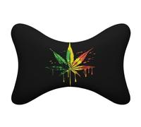 Rastafarian Dripping Weed 2 Pcs Car Neck Pillow with Elastic Strap Breathable Head Support Soft Memory Foam Headrest Cushions