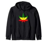 Rastafarian Rasta Colors Pot Leaf High Marijuana Funny Weed Zip Hoodie