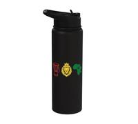 Rastafarian Red Drum Yellow Lion and Green Africa Map Leaf Stainless Steel Insulated Water Bottle