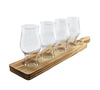 Rastal Beer Flight with Wooden Serving Paddle Gift Set | 4 x 195ml Tasting Glasses with Premium Wooden Paddle Tray | Gift for Craft Beer Lovers, Home Bars & Tasting Events by Beerhunter