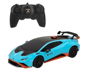 rastar 46986 - Remote Control Car Lamborghini Hurricane STO, Blue RC Car with Black 1:24 Scale/Cars for Kids and Adults/Remote Control Cars Kids Toys