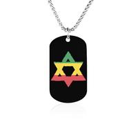 Rastas Star of David Rastafari Couples Memorial Necklaces for Women Men Square Titanium Steel Chains Pendant Jewelry Gift