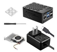 RasTech Accessories Kit for Raspberry Pi 5 with GaN 27W 5.1V5A Power Suply, Active Cooler and Case for Raspberry Pi 5 16GB/8GB/4GB/2GB Board