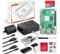 RasTech Raspberry Pi 5 16GB Kit 64GB Edition with Active Cooler,GaN 27W 5.1V5A USB-C Power Supply,Pi5 16GB Board,64GB Card Readers Kit, Case for Pi 5,Dual 4K Micro HD Out Cables and User Manual
