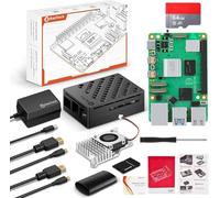 RasTech Raspberry Pi 5 8GB Kit 64GB Edition with Active Cooler,27W GaN 5.1V5A USB-C Power Supply,Pi5 8GB Board,64GB Card Readers Kit,Pi 5 Case,Dual 4K Micro HD Out Cables and User Manual