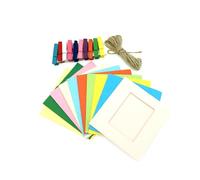 RASTKY 10 Pcs Creative Kraft Paper Hanging Wall Photo Frame for Family Memory, Colorful Frames with Clips and Rope Ideal for Living Room, Bedroom, Eco-friendly Material (Colorful)