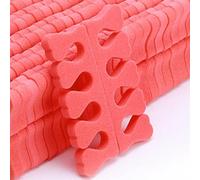 RASTKY 100 Pieces Soft Sponge Toe Separators for Manicure Pedicure, Flexible Toe Fixation and Separation for Nail Artists and Beginners, Skin-Friendly Material (Red)