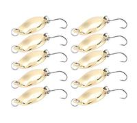 RASTKY 10pcs Fishing Lures Set Metal Wobbler Baits Hook Lure for Fishing Blinking Artificial Lure 3.2cm Gold/Silver 10# 6# (2.5g gold)