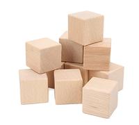 RASTKY 10Pcs Unfinished Wooden Blocks 4cm Smooth Durable Sturdy Uniform Size Small Wood Cubes for DIY Crafts Natural Wood Blocks
