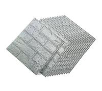 RASTKY 12PCS Black Grey Brick Wallpaper Self Adhesive XPE Wall Sticker with Realistic Brick Pattern for Room Decoration, XPE Material, 13.8 X 15in