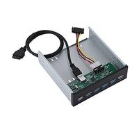 RASTKY 19 Pin to 4 USB 3.0 + 2 USB 2.0 Front Panel Hub - Metal Construction Unused Floppy Drive Space - Fast Data and Charging Compatible with 5.25 Optical Drives and Mainboards
