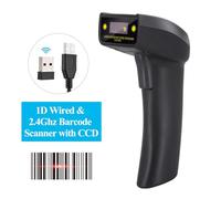 RASTKY 1D Wireless BT Barcode Scanner Handheld USB Wired CCD Reader with 640 * 480 CMOS Technology for Supermarket Retail Store, Shock-proof Design for Warehousing (1D Wireless & Wired)
