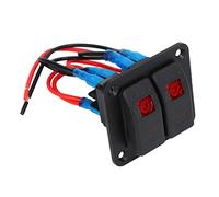 RASTKY 2 Gang Rocker Switch Panel Marine Car Labels Red LED 12V 24V Durable 2.4 X .2in for Car Boat ATV