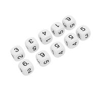 RASTKY 20 Pieces Educational 6-Sided Numerical Dice Set with Clear Numbers to Aid Learning and Teaching in the Classroom (White)