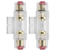 RASTKY 2Pcs Audio Fuse Holder Set with 60A 80A Fuses, Prevents Excessive Current for Car Audio/Video System, Fits 4 6 8 10 Gauge Wire, Durable ABS Shell, 12-24V