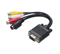 RASTKY 3 Converter Cable Adapter D-Sub VGA to S-Video/AV Signal Tech Gadget for Laptops Black Pure Copper + PVC 2.2oz
