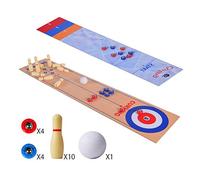 RASTKY 3 in 1 Table Curling Bowling Shuffleboard Game Mat Promotes Parent-Child Relationship Easy Setup Puzzle Game for Family Gathering (Assorted Color)