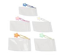 RASTKY 3 Inch Clear PVC Photo Bag 5Pcs Clear PVC Mini Photo Bags, Double Sided Storage, Cute Flower Pendant, Lightweight & Portable, Ideal Weddings, Birthdays, Christmas