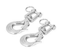 RASTKY 304 Stainless Steel Lifting Clevis Chain Hook with Safety Latch, Sturdy and Rotatable, Suitable for Land Transportation, 2Pcs Set for Factories and Mining Enterprises (1/2 (1500kg))