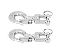RASTKY 304 Stainless Steel Lifting Clevis Chain Hook with Safety Latch, Sturdy and Rotatable, Suitable for Land Transportation, 2Pcs Set for Factories and Mining Enterprises (1/4 (350kg))