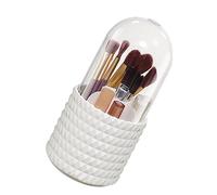 RASTKY 360 Rotating Makeup Brush Holder with Cover, Makeup Brush Holder Prevention 360 Degrees Rotatable Large Capacity 5 Compartments Storage Home, Cosmetic Brushes Vanity (Plaid Type)