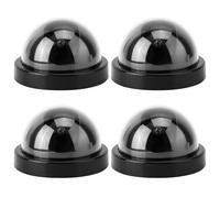 RASTKY 4 Pieces LED Simulated Fake Security Camera, Durable Hemisphere Simulation Camera for Hotels and Warehouses (Black)