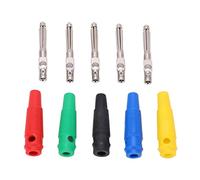 RASTKY 4mm 7 Pin Banana Plug High Capacity Stackable Male Connector for Audio Cable, 10Pack 1000V 32A Soft Sleeve for Home Office Use, Copper Contact Red Black Blue Yellow Green