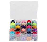 RASTKY 50Pcs Bobbin Thread Set Transparent Box Assorted Color Bobbins Easy to Use for Beginner Sewing Hobbyists