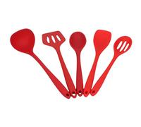 RASTKY 5pcs Silicone Spoon Spatula Gadget with Non-Stick Heat Resistant Material for Baking and Cooking, Red Utensils Set Suitable for Home Kitchen