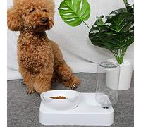 RASTKY Adjustable 15° Tilted Pet Double Food Feeder and Water Drinking Bottle for Cat and Dog - Ergonomic Bowl Design with Built-in Water Dispenser for Healthier Hydration Keywords Pet (L)