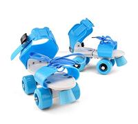 RASTKY Adjustable Children Roller Skates Double Row Skates Skating Shoes 7.1-9.1in Double Wheels Non-slip Front Wheel Brakes for Boys Girls Blue PVC PU for Kids