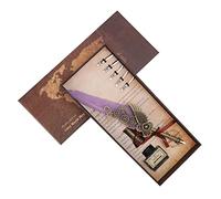 RASTKY Antique Quill and Ink Set Writing Smoothly Gothic and Italian Calligraphy Practice 25.9 X 11.5 X 4.5cm (SP282715 golden light purple (pointed goose)