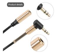 RASTKY Audio Extension Cable Gold Plated Spring Coiled Stereo Lead for PC, 1.8m Black (Black)